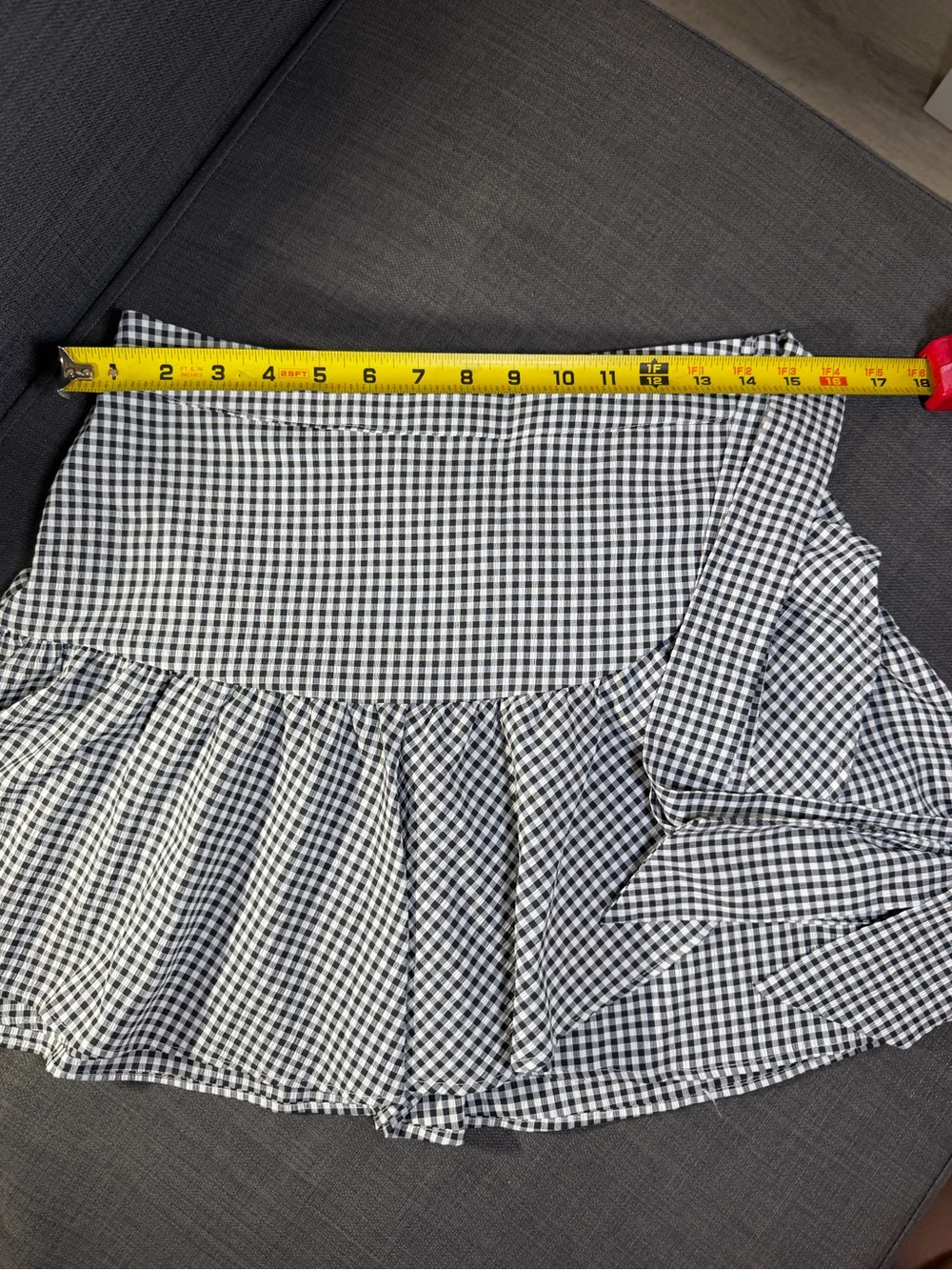 Blue Rain Black and White Gingham Ruffle Skort